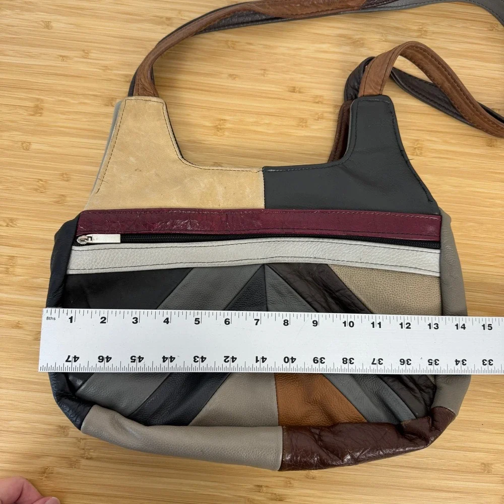 Genuine‎ Leather Patchwork Hobo Bag Shoulder Bag Made in Mexico Y2K Purse
